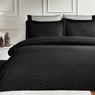 Постельное белье Tivolyo Home PANTHERA хлопковый сатин-жаккард чёрный евро