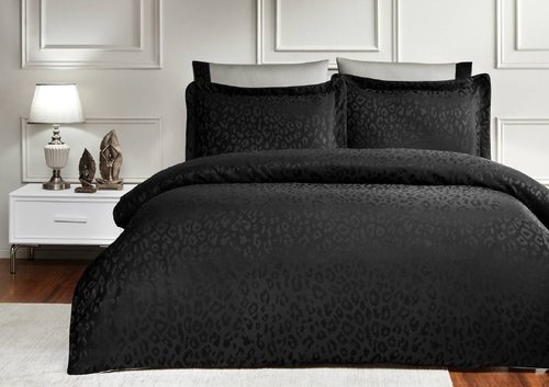 Постельное белье Tivolyo Home PANTHERA хлопковый сатин-жаккард чёрный евро, фото, фотография