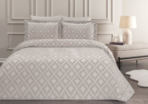 Покрывало Tivolyo Home VELVET хлопковый жаккард серый 260х260, фото, фотография