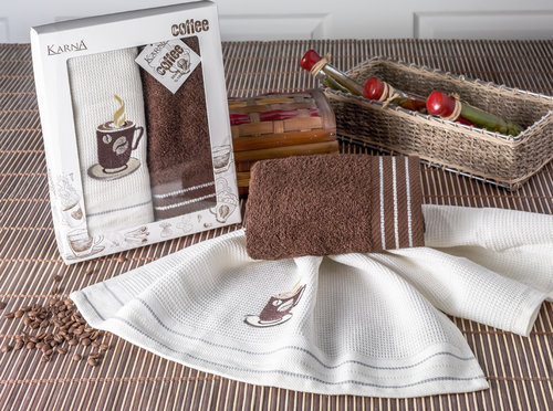 Набор полотенец Karna DROW COFFEE 50 х 60 см 2 шт. V1 50 х 60 см 2 шт., фото, фотография