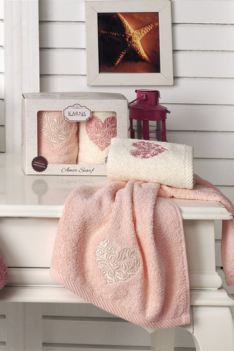 Набор полотенец Karna AMOR SCARF 30 х 50 см 2 шт. светло-розовый 30 х 50 см 2 шт., фото, фотография
