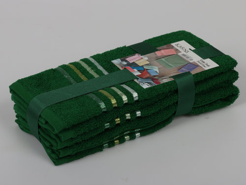 Подарочный набор полотенец для ванной 30х50 3 шт. Karna BALE хлопковая махра тёмно-зелёный, фото, фотография