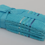 Подарочный набор полотенец для ванной 30х50 3 шт. Karna BALE хлопковая махра бирюзовый, фото, фотография