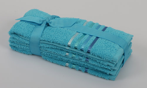 Подарочный набор полотенец для ванной 30х50 3 шт. Karna BALE хлопковая махра бирюзовый, фото, фотография