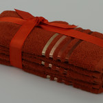 Подарочный набор полотенец для ванной 30х50 3 шт. Karna BALE хлопковая махра кирпичный, фото, фотография