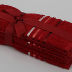 Подарочный набор полотенец для ванной 30х50 3 шт. Karna BALE хлопковая махра красный, фото, фотография