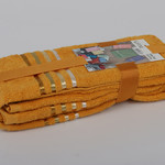 Подарочный набор полотенец для ванной 30х50 3 шт. Karna BALE хлопковая махра тёмно-жёлтый, фото, фотография