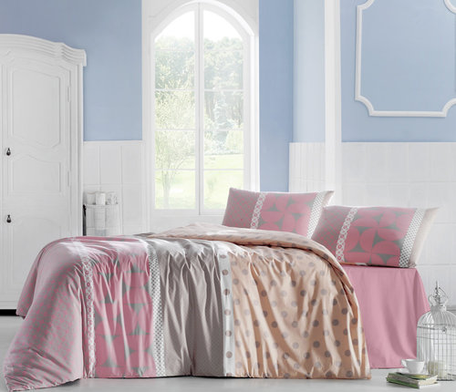 Постельное белье Altinbasak ALEDA розовый 1,5 спальный, 1 нав., фото, фотография