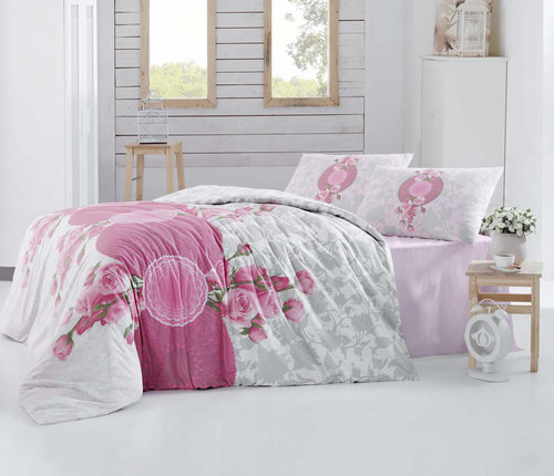Постельное белье Altinbasak CREAFORCE ROSEN розовый 1,5 спальный, 1 нав., фото, фотография