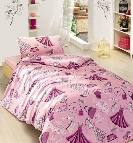 Постельное белье Altinbasak CREAFORCE TRENDY розовый 1,5 спальный, 1 нав., фото, фотография