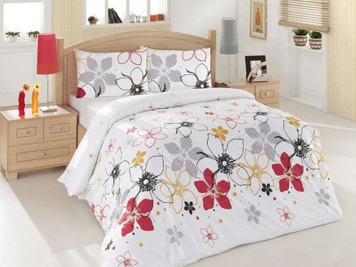 Постельное белье Altinbasak CREAFORCE EBRU красный 1,5 спальный, фото, фотография