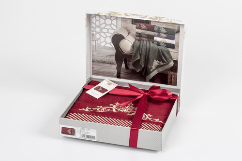 Полотенце Karna ARMONA-1 50х90 бордовый 50 х 90 см 1 шт., фото, фотография