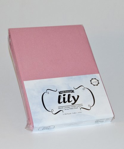 Простыня трикотажная на резинке Lily грязно-розовый 100 х 200 + 30 см, фото, фотография