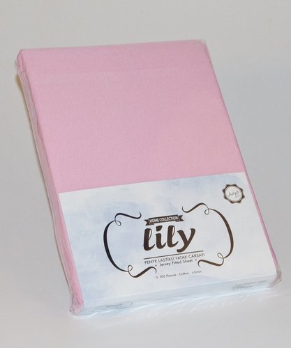 Простыня трикотажная на резинке Lily розовый 160х200, фото, фотография