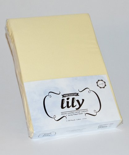 Простыня трикотажная на резинке Lily светло-жёлтый 100 х 200 + 30 см, фото, фотография