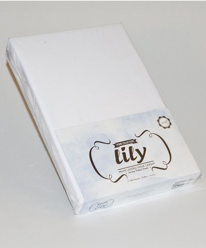 Простыня трикотажная на резинке Lily белый 100 х 200 + 30 см, фото, фотография