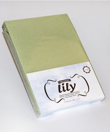 Простыня трикотажная на резинке Lily тёмно-зелёный 100 х 200 + 30 см, фото, фотография