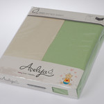 Набор простыней трикотажных Acelya кремовый+зелёный 70 х 130 + 15 см 2 шт., фото, фотография