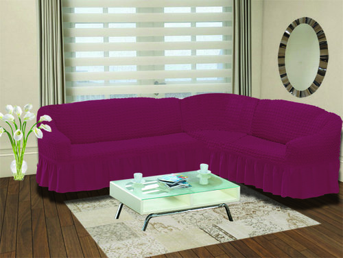 Чехол на диван угловой правосторонний 2+3 Bulsan фуксия, фото, фотография