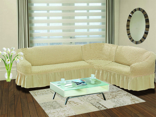 Чехол на диван угловой правосторонний 2+3 Bulsan натурал, фото, фотография