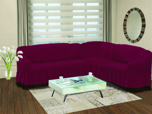 Чехол на диван угловой правосторонний 2+3 Bulsan бордовый, фото, фотография