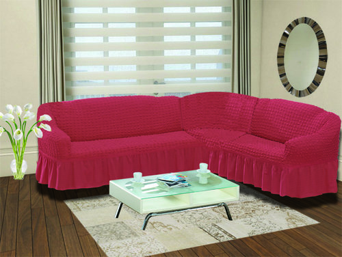 Чехол на диван угловой правосторонний 2+3 Bulsan грязно-розовый, фото, фотография