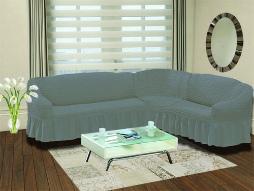 Чехол на диван угловой правосторонний 2+3 Bulsan серый, фото, фотография