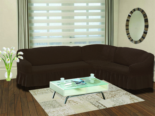 Чехол на диван угловой правосторонний 2+3 Bulsan коричневый, фото, фотография