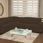 Чехол на диван угловой левосторонний 2+3 Bulsan коричневый, фото, фотография
