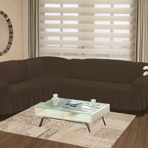 Чехол на диван угловой левосторонний 2+3 Bulsan коричневый