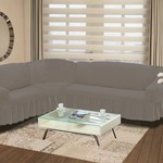 Чехол на диван угловой левосторонний 2+3 Bulsan серый, фото, фотография
