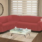 Чехол на диван угловой левосторонний 2+3 Bulsan грязно-розовый, фото, фотография