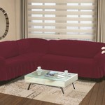 Чехол на диван угловой левосторонний 2+3 Bulsan бордовый, фото, фотография