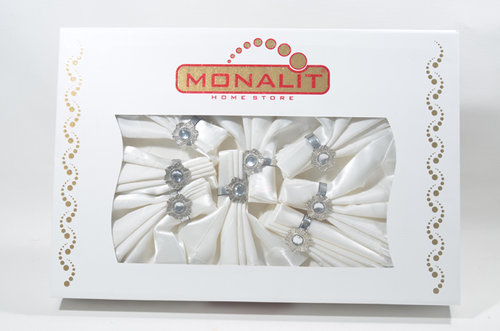 Скатерть Monalit DELUX 160х220 с салфетками, кольцами кремовый 160 х 220 см, фото, фотография