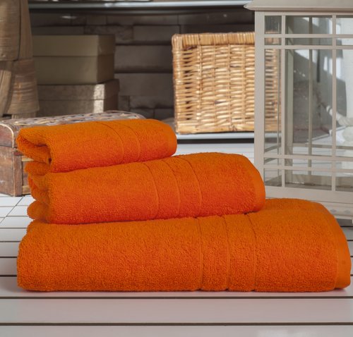 Набор полотенец Karna ARES оранжевый 50х100 5 шт., фото, фотография
