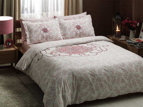 Постельное белье TAC SATIN ALISSA розовый 1,5 спальный, фото, фотография