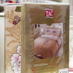 Постельное белье TAC SATIN LIANA белый+красный 1,5 спальный, фото, фотография