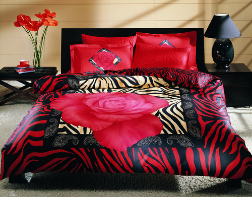 Постельное белье TAC SATIN MASSAI красный 1,5 спальный, фото, фотография