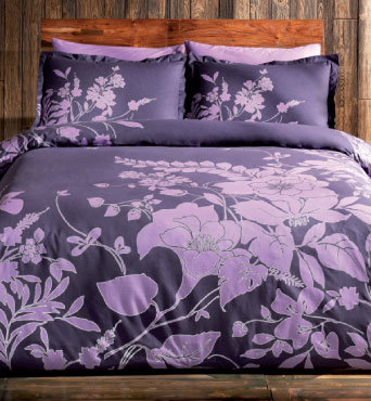 Постельное белье TAC SATIN SONGE фиолетовый 1,5 спальный, фото, фотография