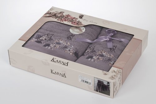 Набор полотенец Karna EVA 50х90, 70х140 фиолетовый 50 х 90 см 1 шт.
70 х 140 см 1 шт., фото, фотография