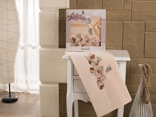 Полотенце Karna EVA 50х90 абрикосовый 50 х 90 см, фото, фотография