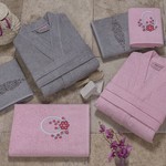 Набор халатов с полотенцами Altinbasak JEST розовый-серый 48-52, фото, фотография