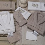 Набор халатов с полотенцами Nurpak BIOFLORES кремовый-коричневый 48-52, фото, фотография