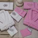 Набор халатов с полотенцами Nurpak BIOFLORES кремовый-розовый 48-52, фото, фотография