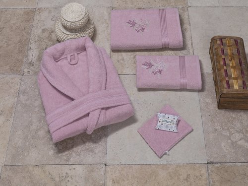 Халат с полотенцами NURPAK BIOFLORES грязно-розовый 48-52, фото, фотография