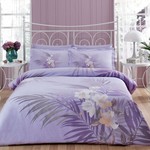 Постельное белье TAC SATIN DELUX CAROLINA лиловый евро, фото, фотография