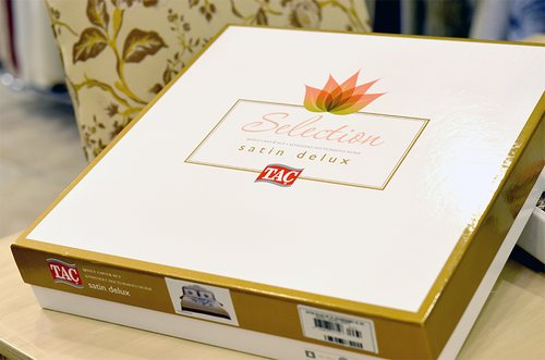 Постельное белье TAC SATIN DELUX CAROLINA лиловый евро, фото, фотография