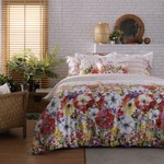 Постельное белье TAC SATIN DIGITAL FREESIA красный Евро, фото, фотография