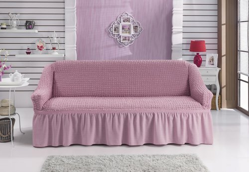 Чехол на диван Bulsan BURUMCUK светло-розовый трёхместный, фото, фотография
