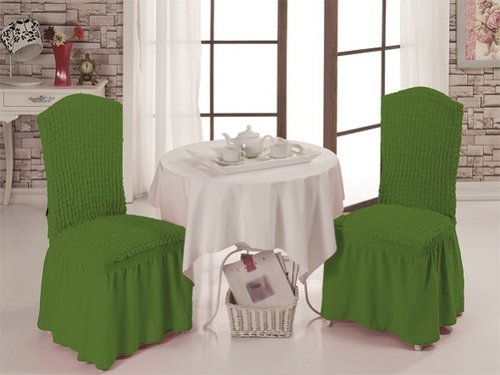 Набор чехлов на стулья 2 шт. Bulsan BURUMCUK зелёный, фото, фотография